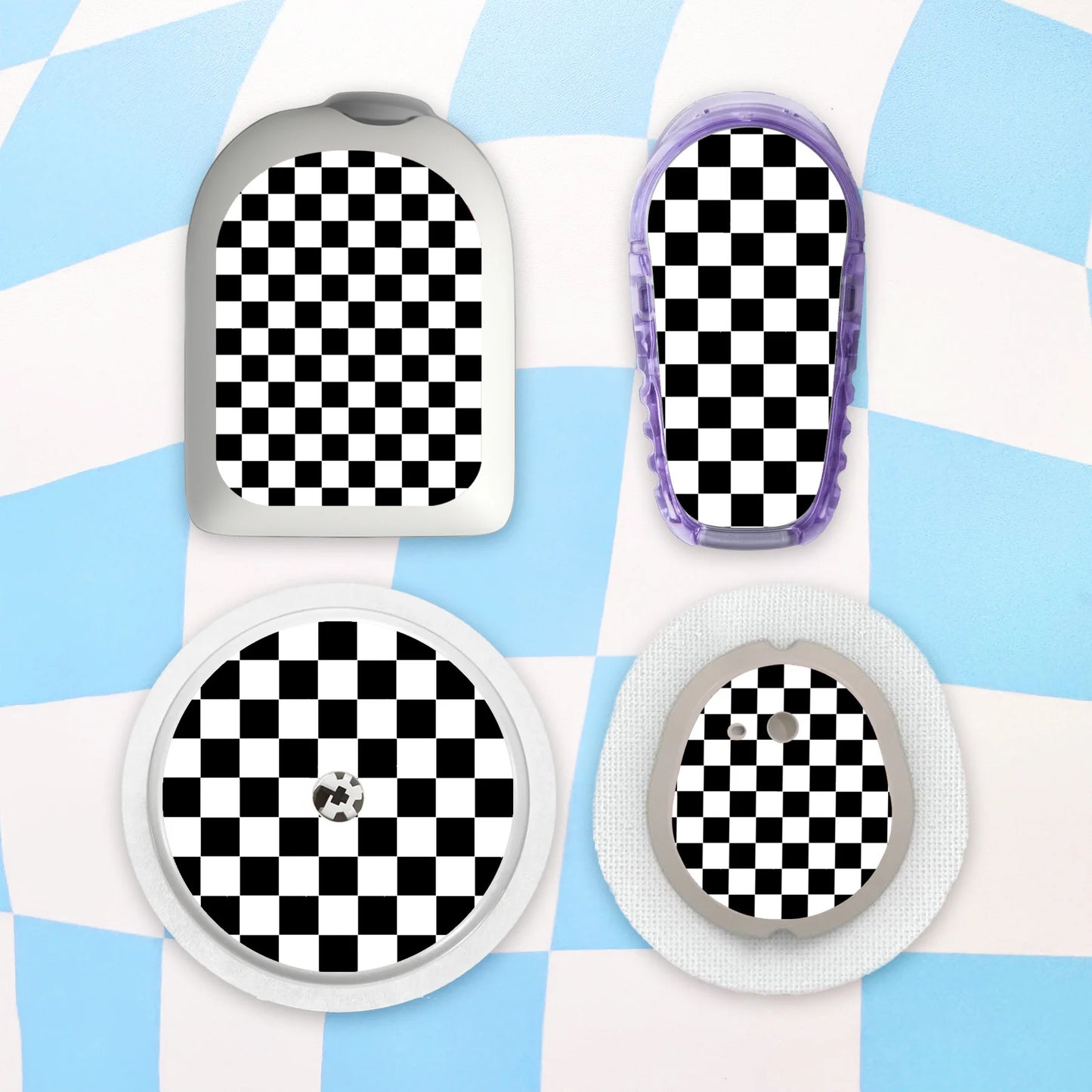 Black Checkered Device Stickers