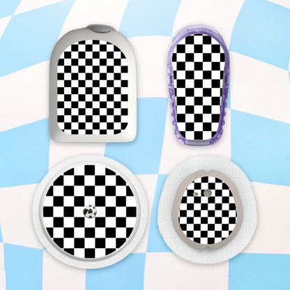 Black Checkered Device Stickers