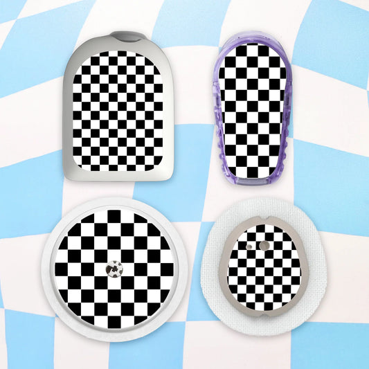 Black Checkered Device Stickers