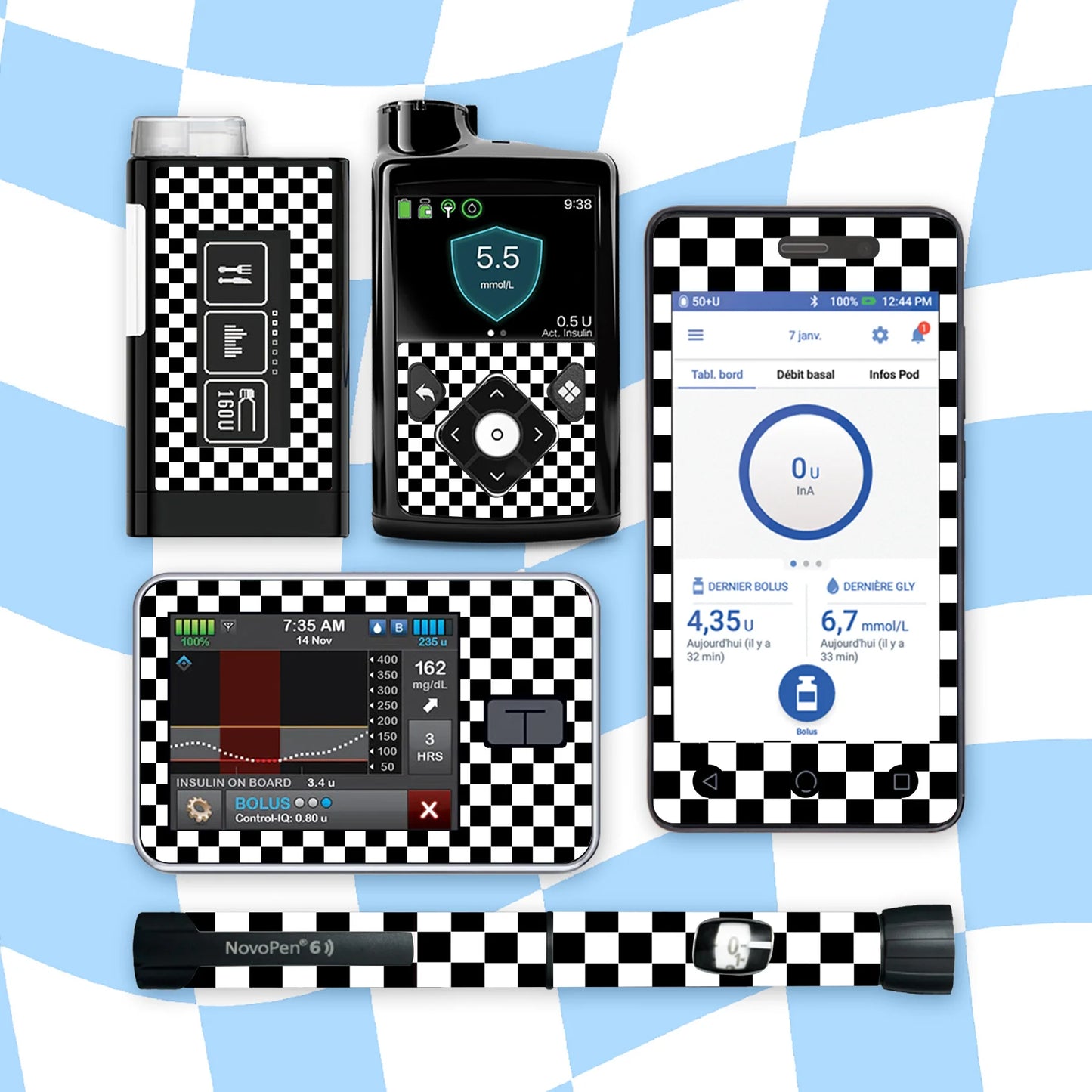 Black Checkered Device Stickers
