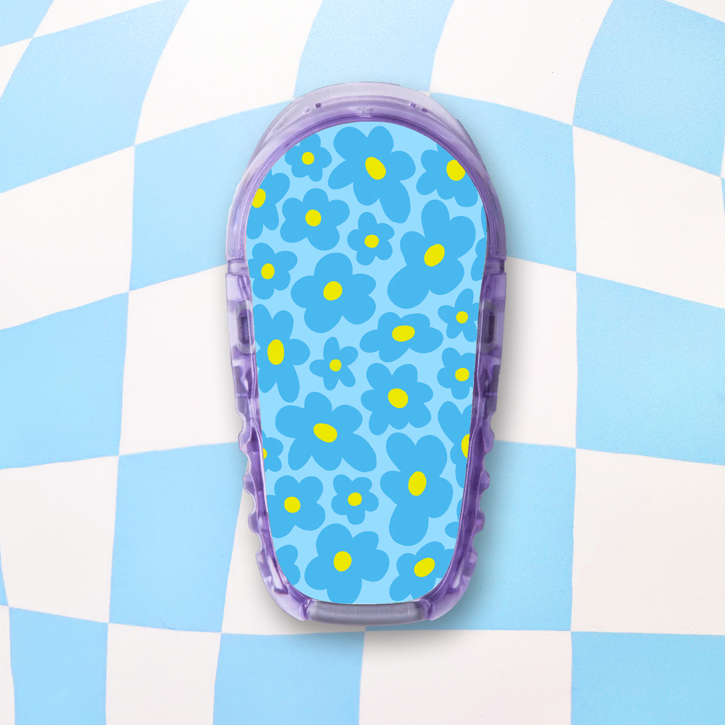 Blue Flowers Diabetes Stickers - 6 Pack