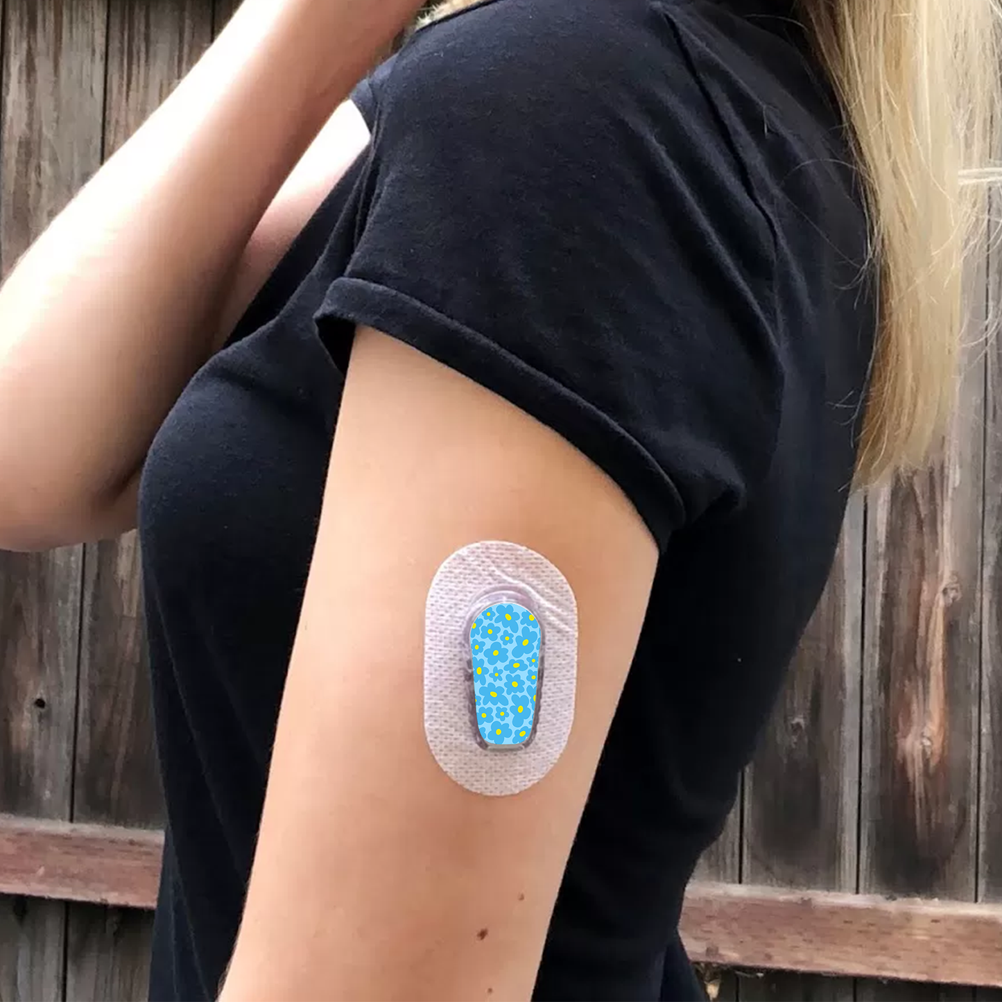 Blue Flowers Diabetes Stickers - 6 Pack