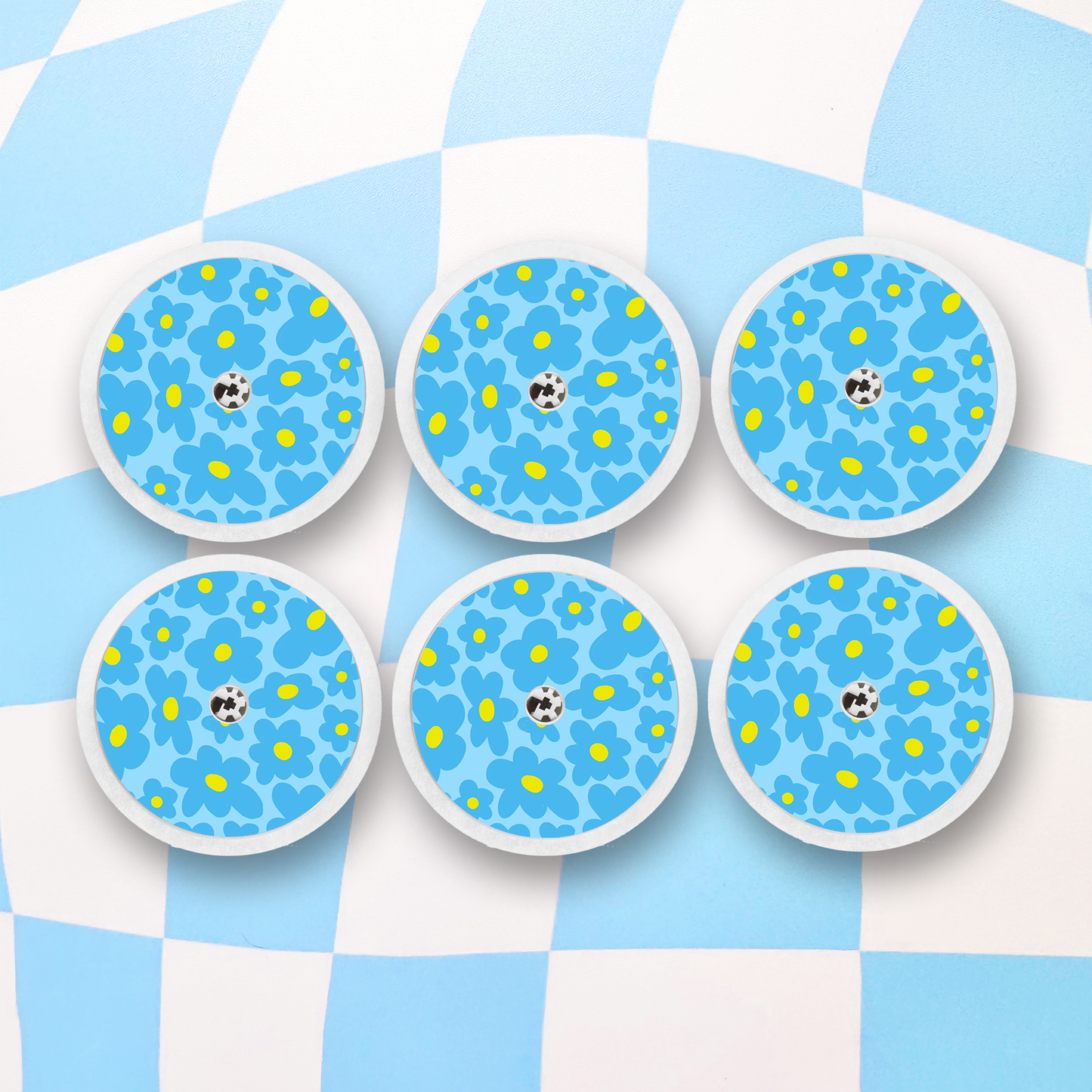 Blue Flowers Freestyle Libre Stickers - 6 Pack