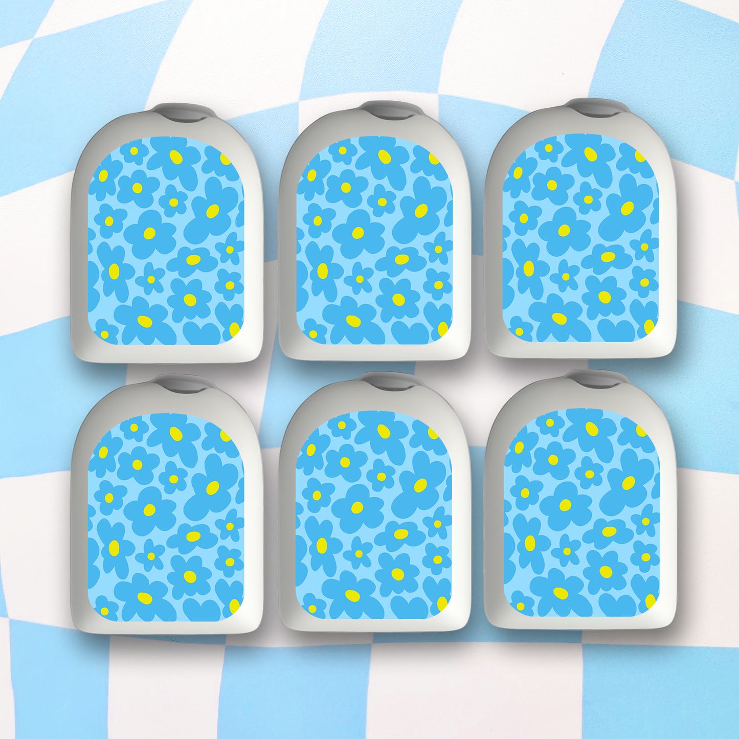 Blue Flowers Omnipod Stickers - 6 Pack