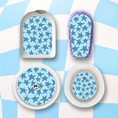 Blue Stars Diabetes Device Stickers