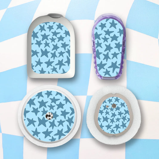 Blue Stars Diabetes Device Stickers