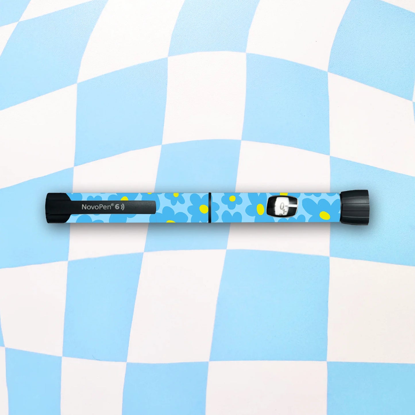 Blue Flowers Diabetes Device Stickers