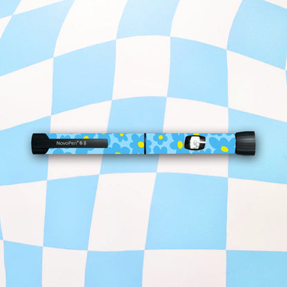 Blue Flowers Diabetes Device Stickers