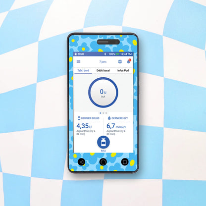 Blue Flowers Diabetes Device Stickers