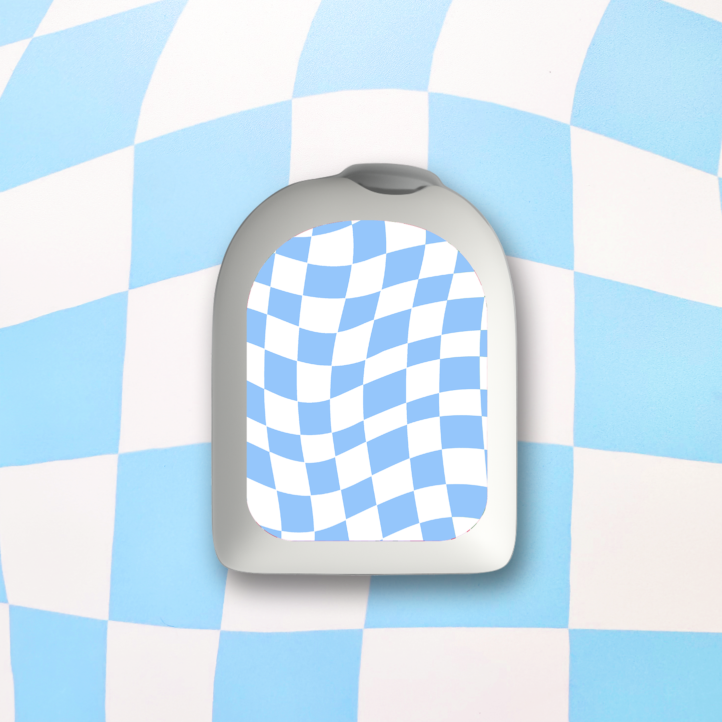 Blue Wavy Checkered Diabetes Stickers - 6 Pack