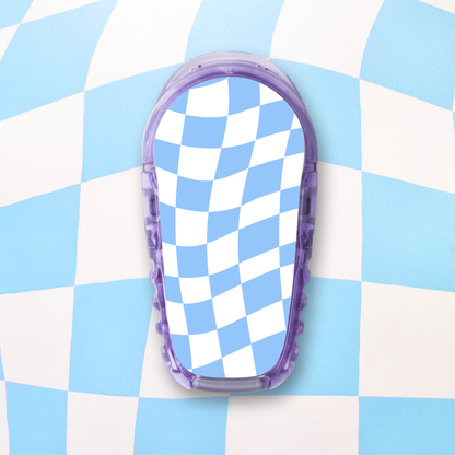 Blue Wavy Checkered Diabetes Stickers - 6 Pack