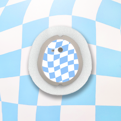Blue Wavy Checkered Diabetes Stickers - 6 Pack