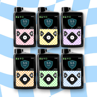 Pastel Checkered Diabetes Device Stickers