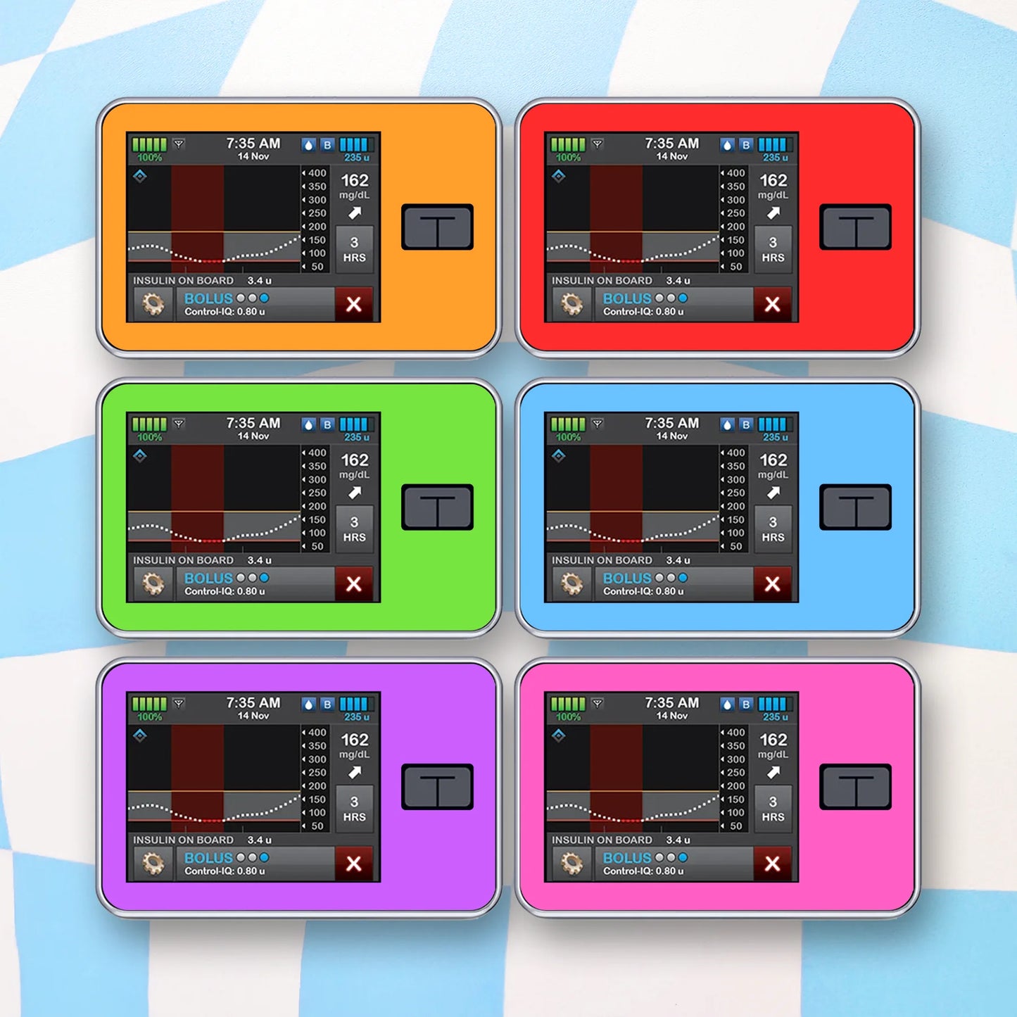 Bright Colours Diabetes Device Stickers