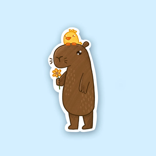 Tom The Capybara and Bird Sticker