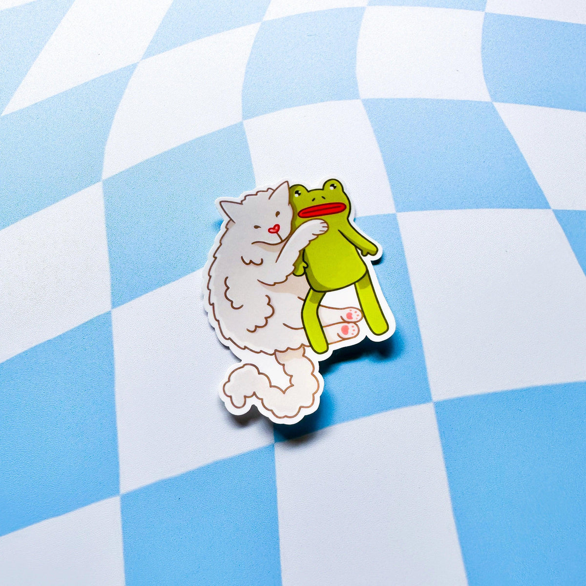 Pouges Sticker Hugging Cat Hugging Frog Sticker – Arttay Designs
