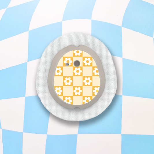 Checkered Flowers Dexcom G7 Transmitter Stickers - 6 Pack