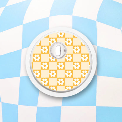 Checkered Daisies Diabetes Device Stickers
