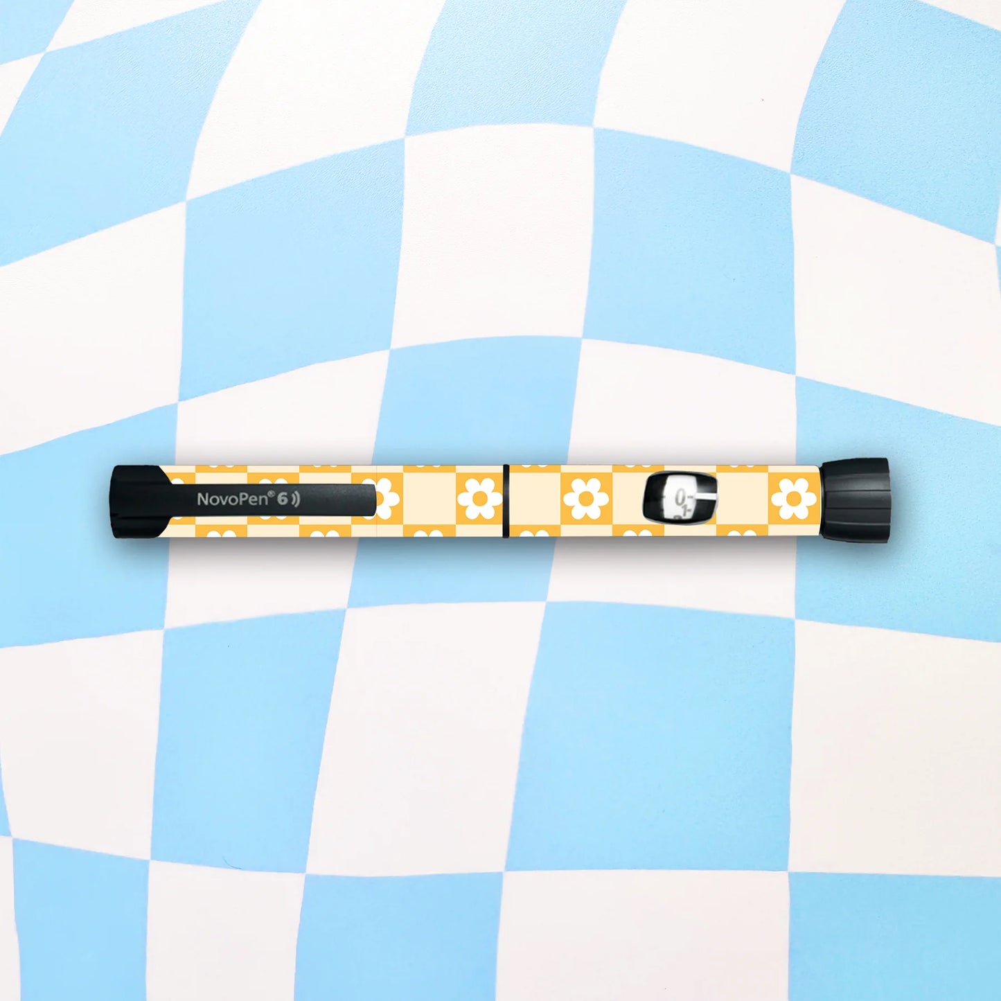 Checkered Daisies Diabetes Device Stickers