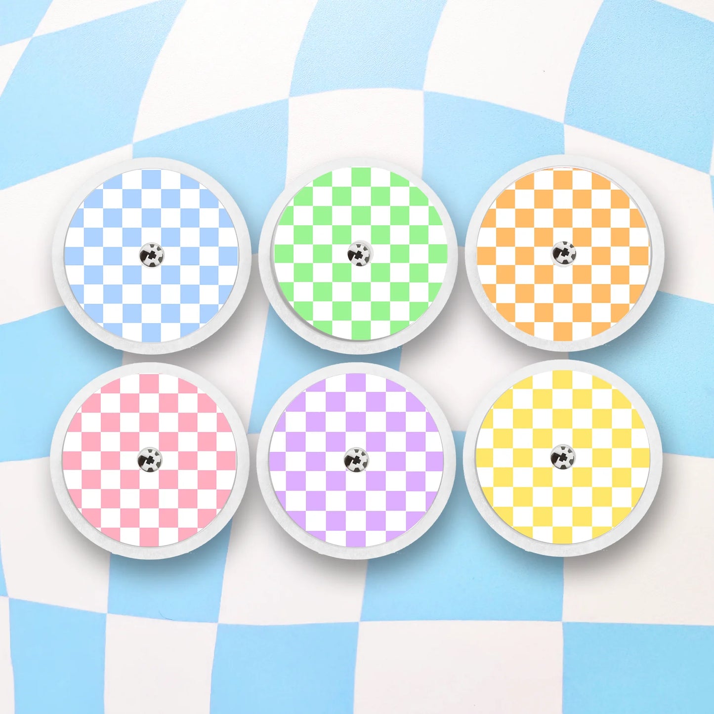 Pastel Checkered Diabetes Device Stickers
