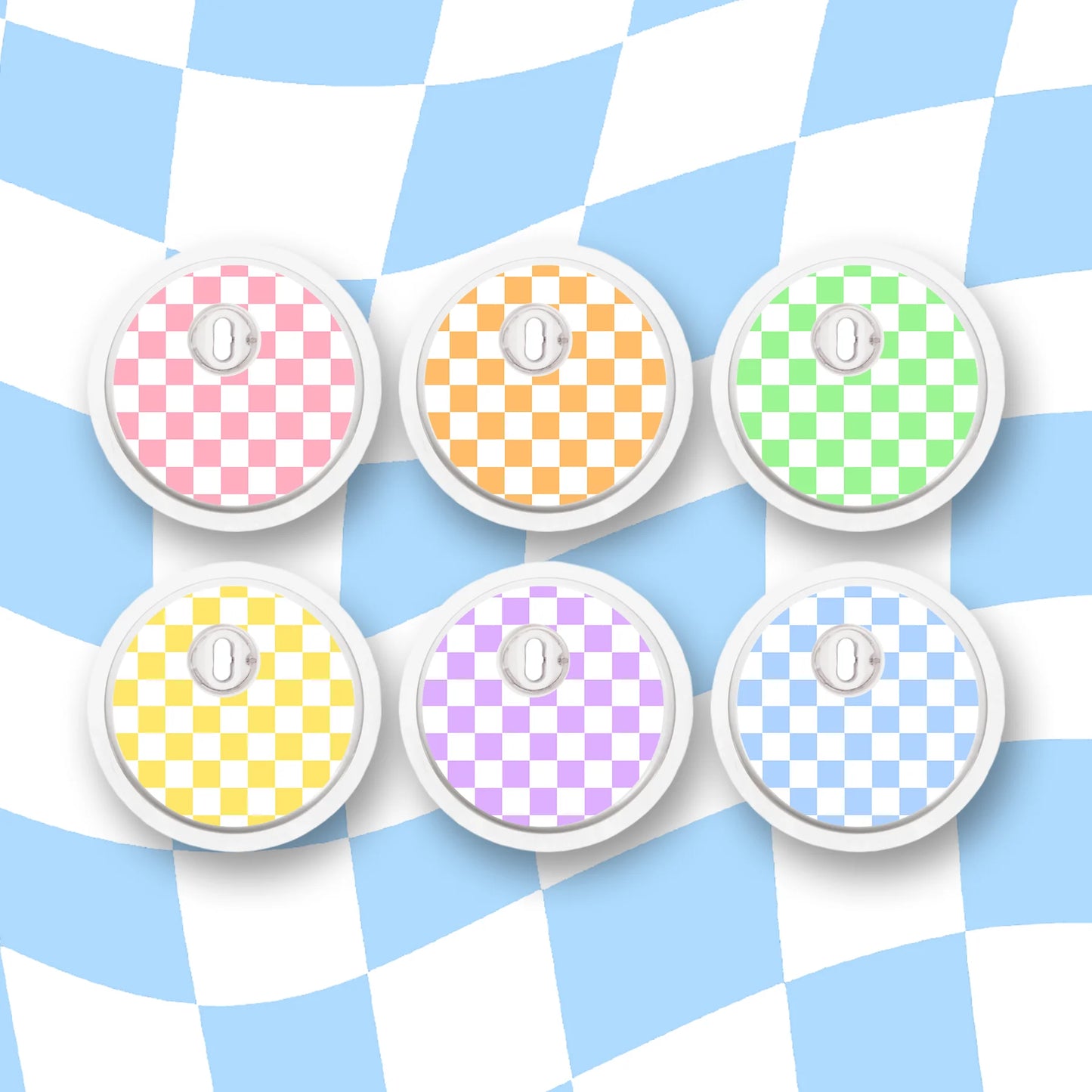 Pastel Checkered Diabetes Device Stickers