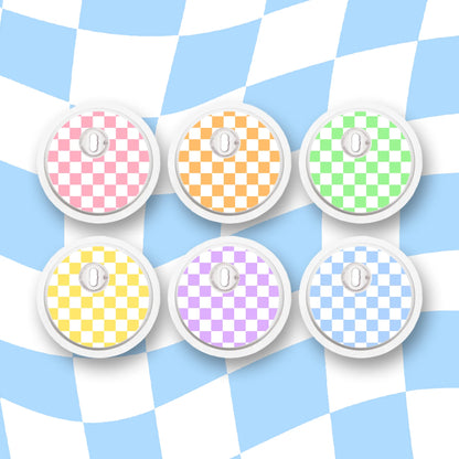 Pastel Checkered Diabetes Device Stickers
