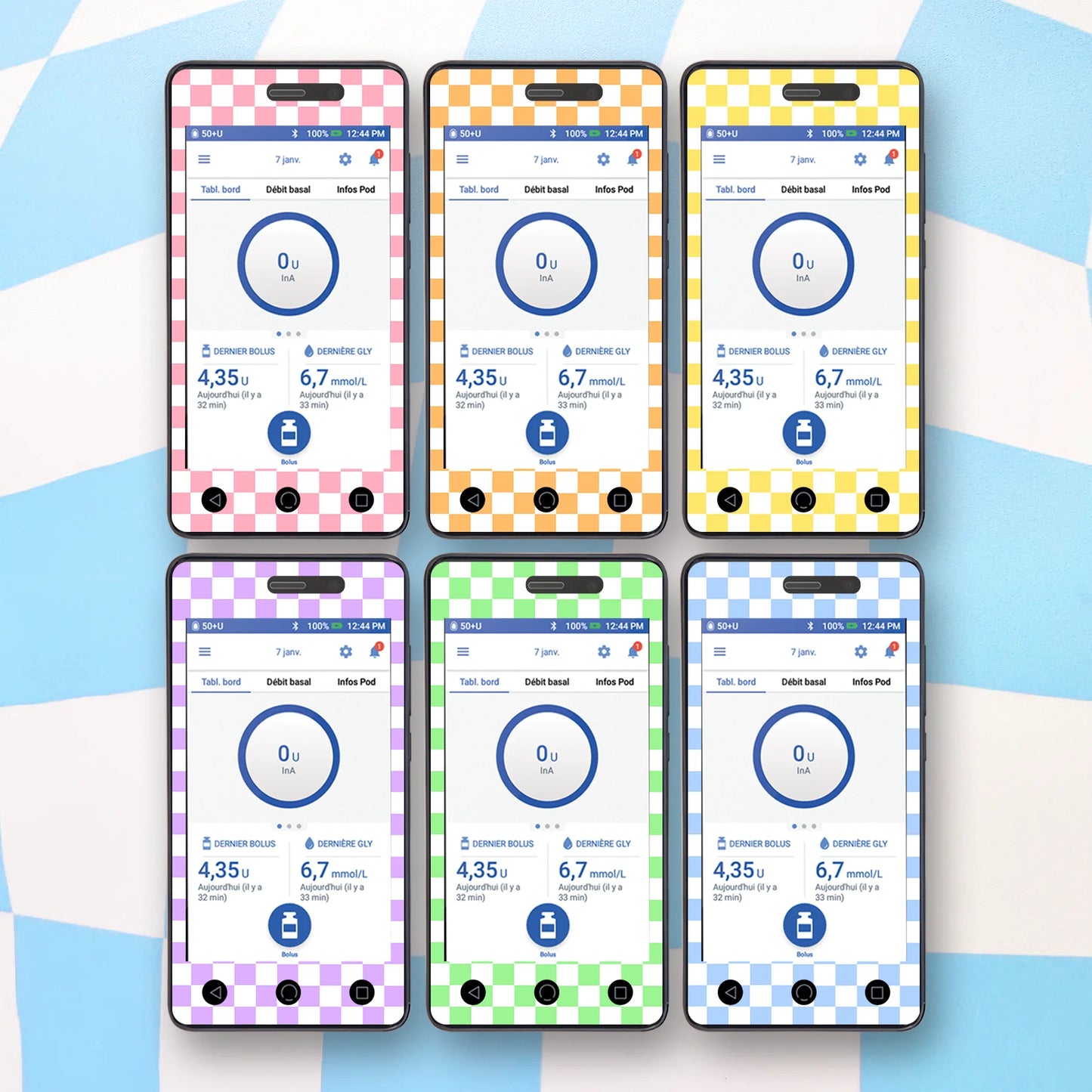 Pastel Checkered Diabetes Device Stickers