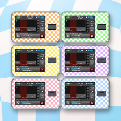 Pastel Checkered Diabetes Device Stickers