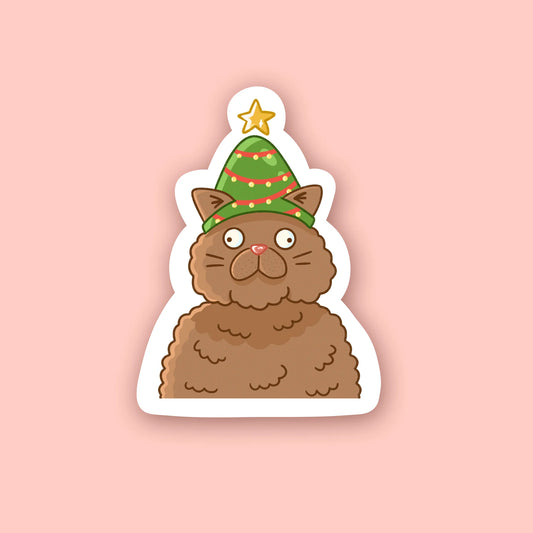 Silly Christmas Cat Sticker