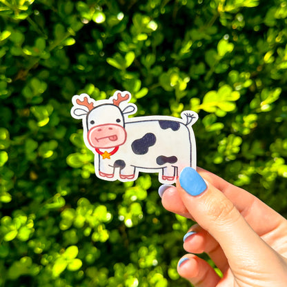 Christmas Cow Sticker