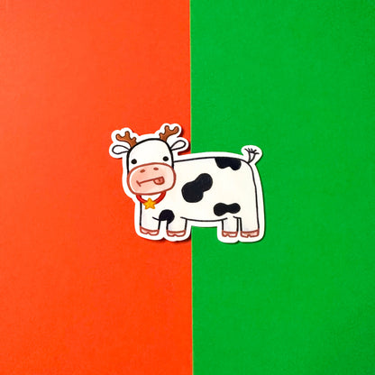 Christmas Cow Sticker