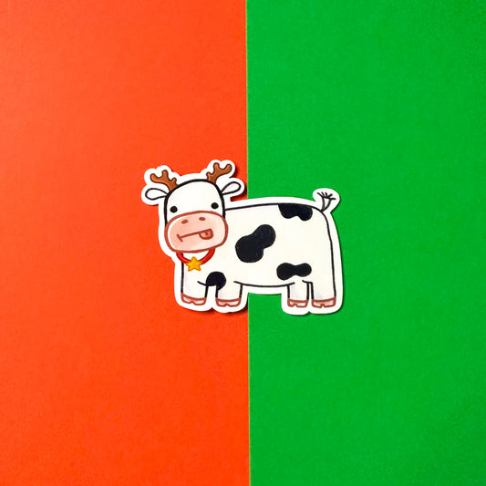 Christmas Cow Sticker