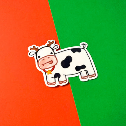 Christmas Cow Sticker