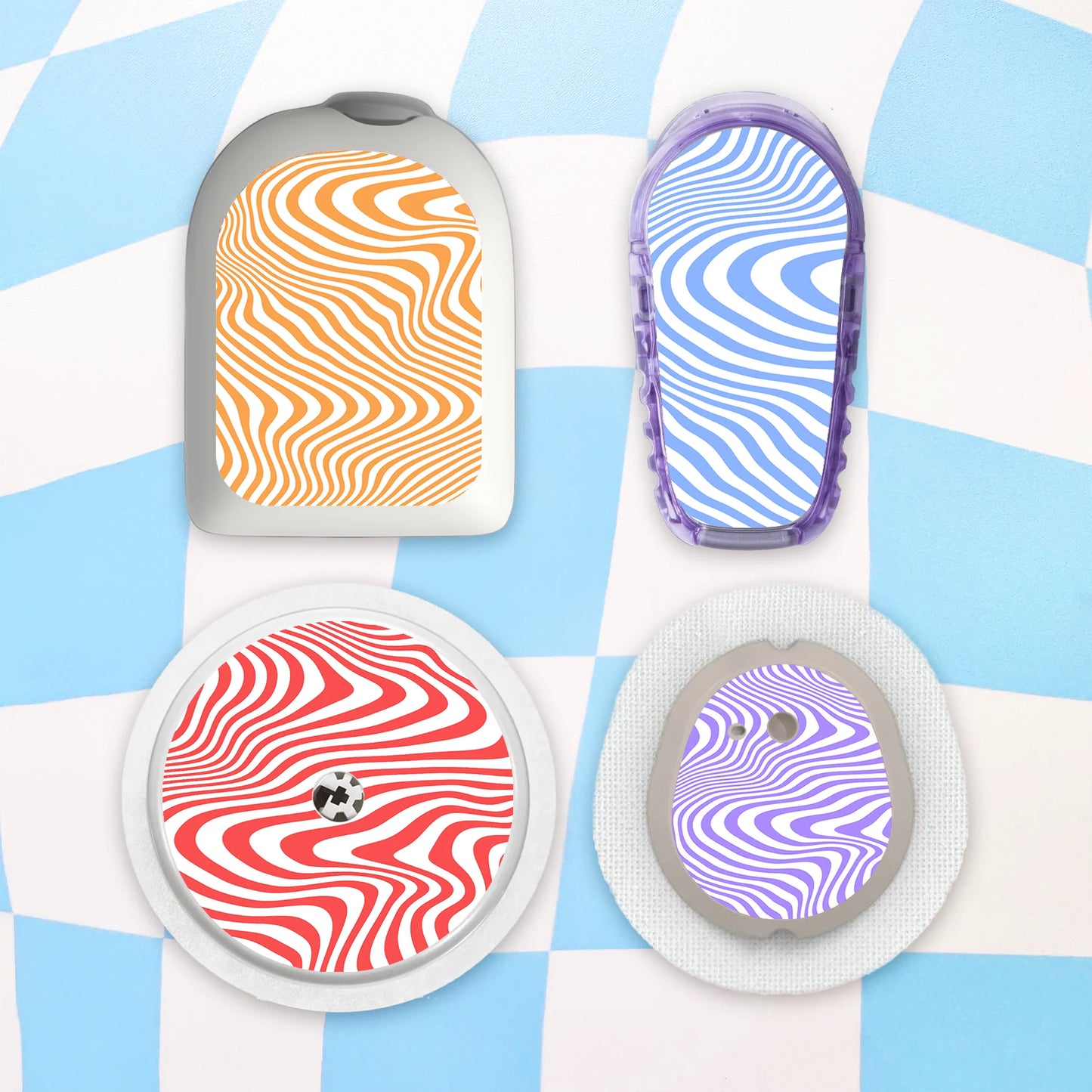 Swirly Colours Diabetes Device Stickers