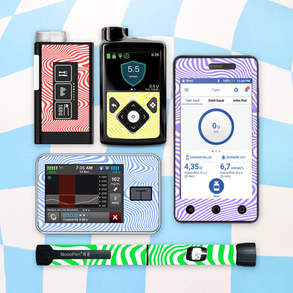 Swirly Colours Diabetes Device Stickers