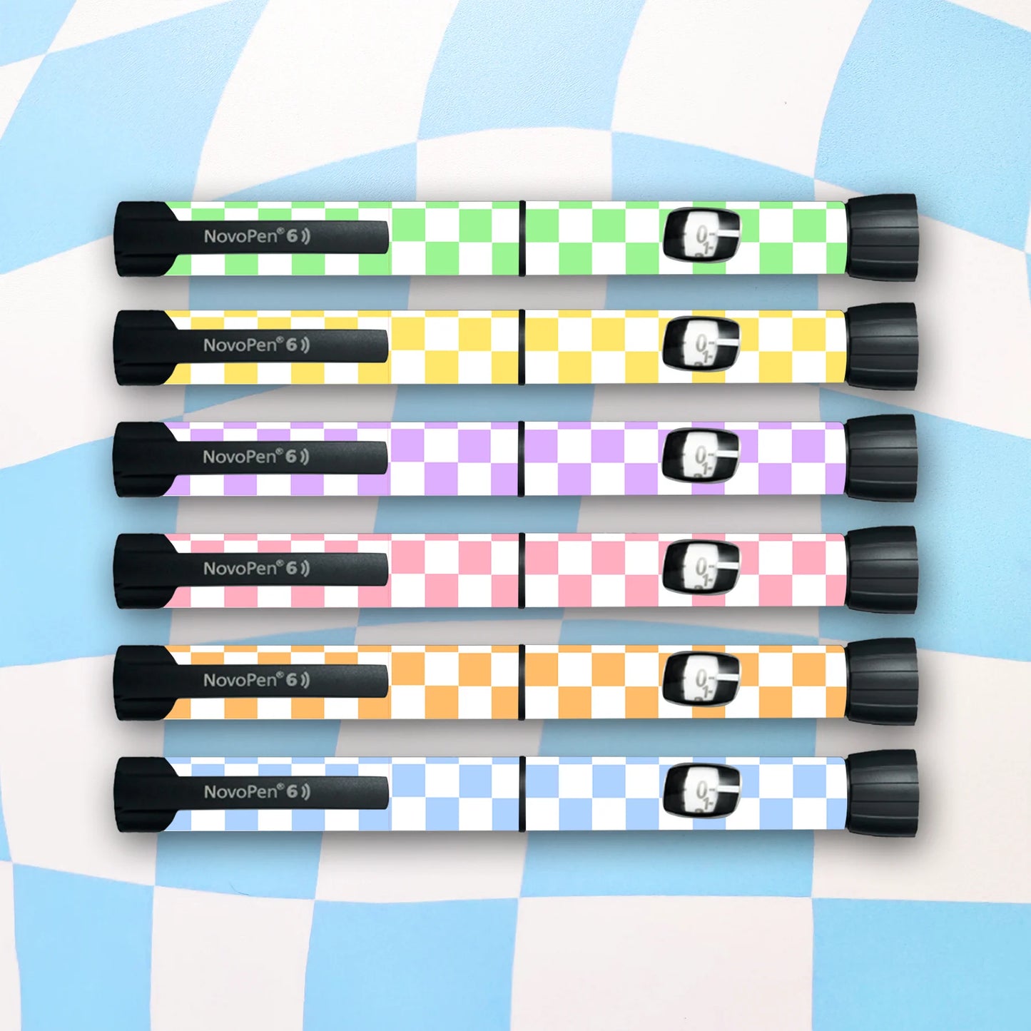 Pastel Checkered Diabetes Device Stickers