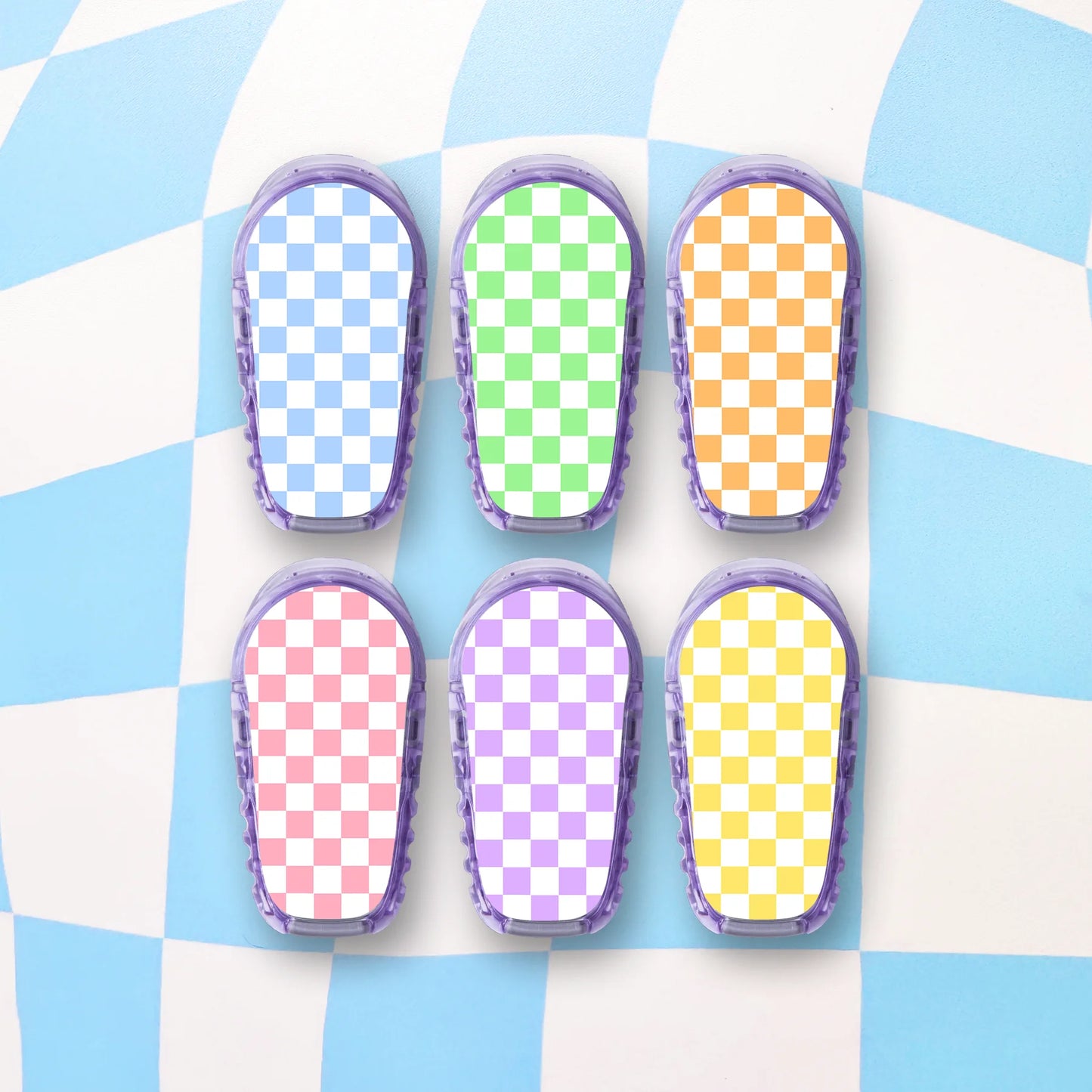 Pastel Checkered Diabetes Device Stickers
