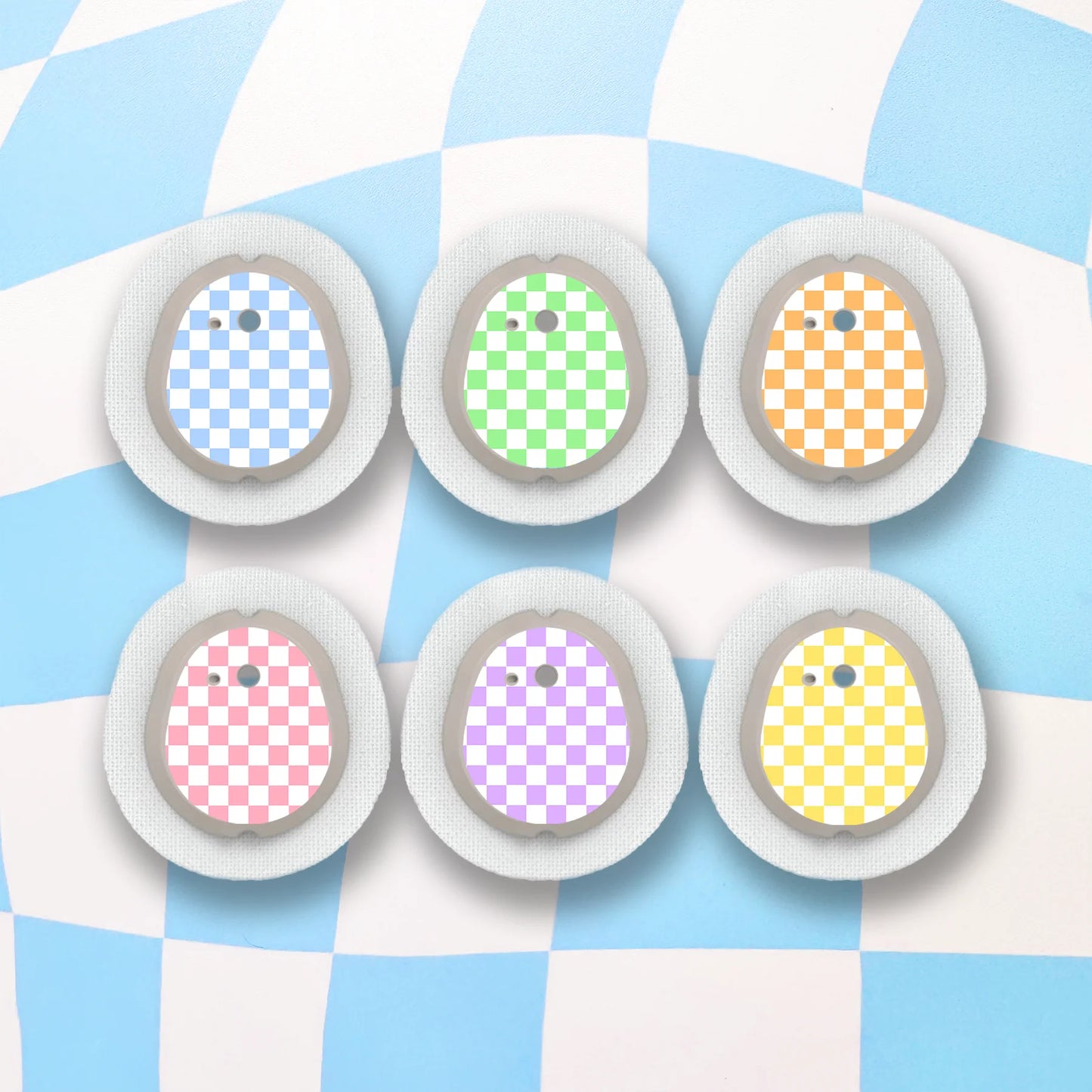 Pastel Checkered Diabetes Device Stickers