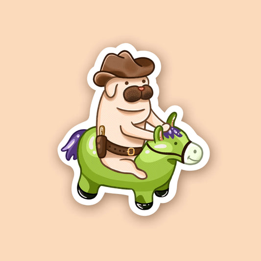 Cowboy Pug Sticker