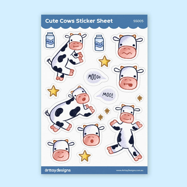 Cow Sticker Cut Out Cows Sticker Sheet – Arttay Designs