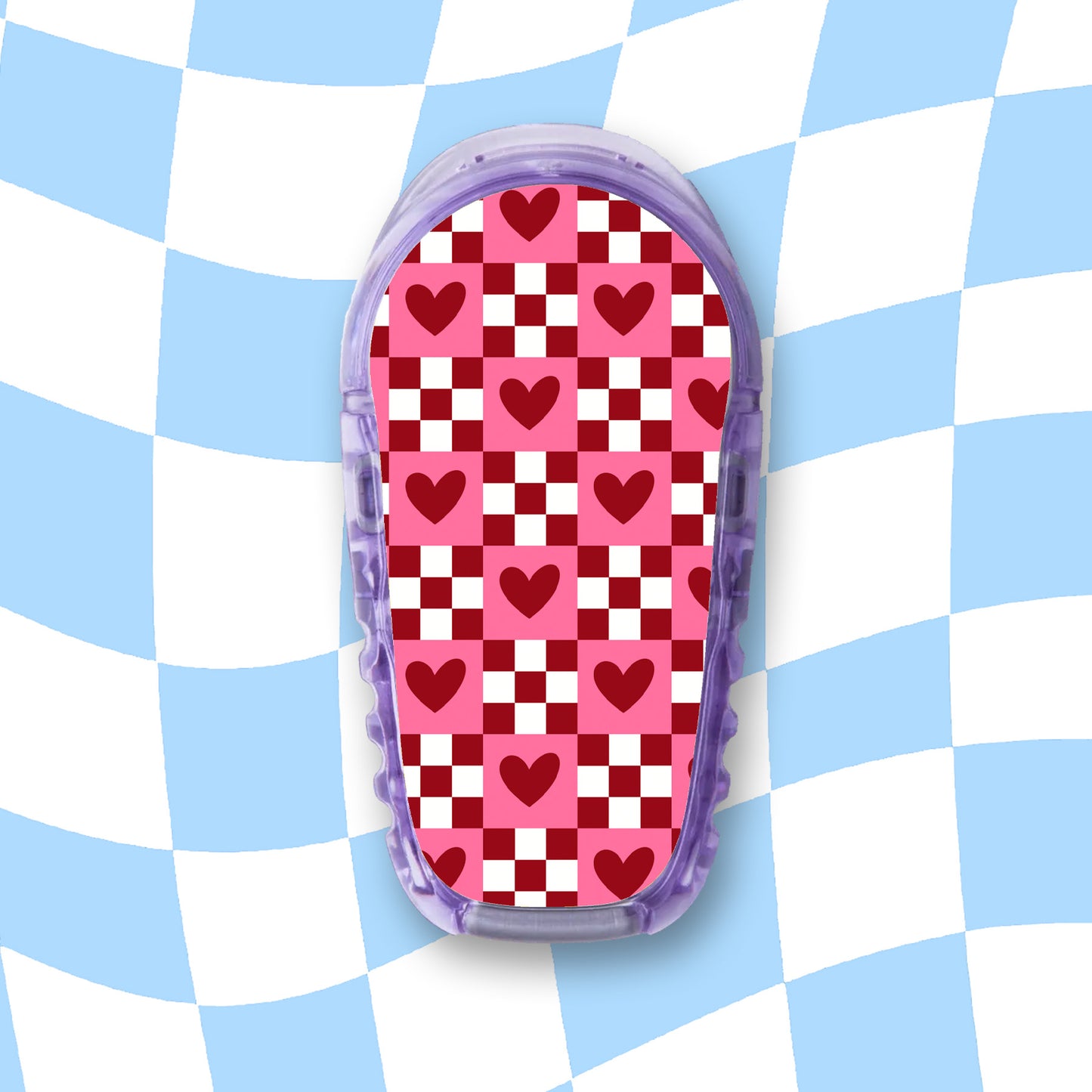 Checkered Hearts Diabetes Device Stickers