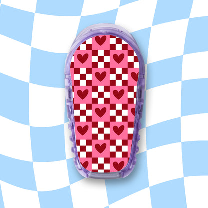 Checkered Hearts Diabetes Device Stickers