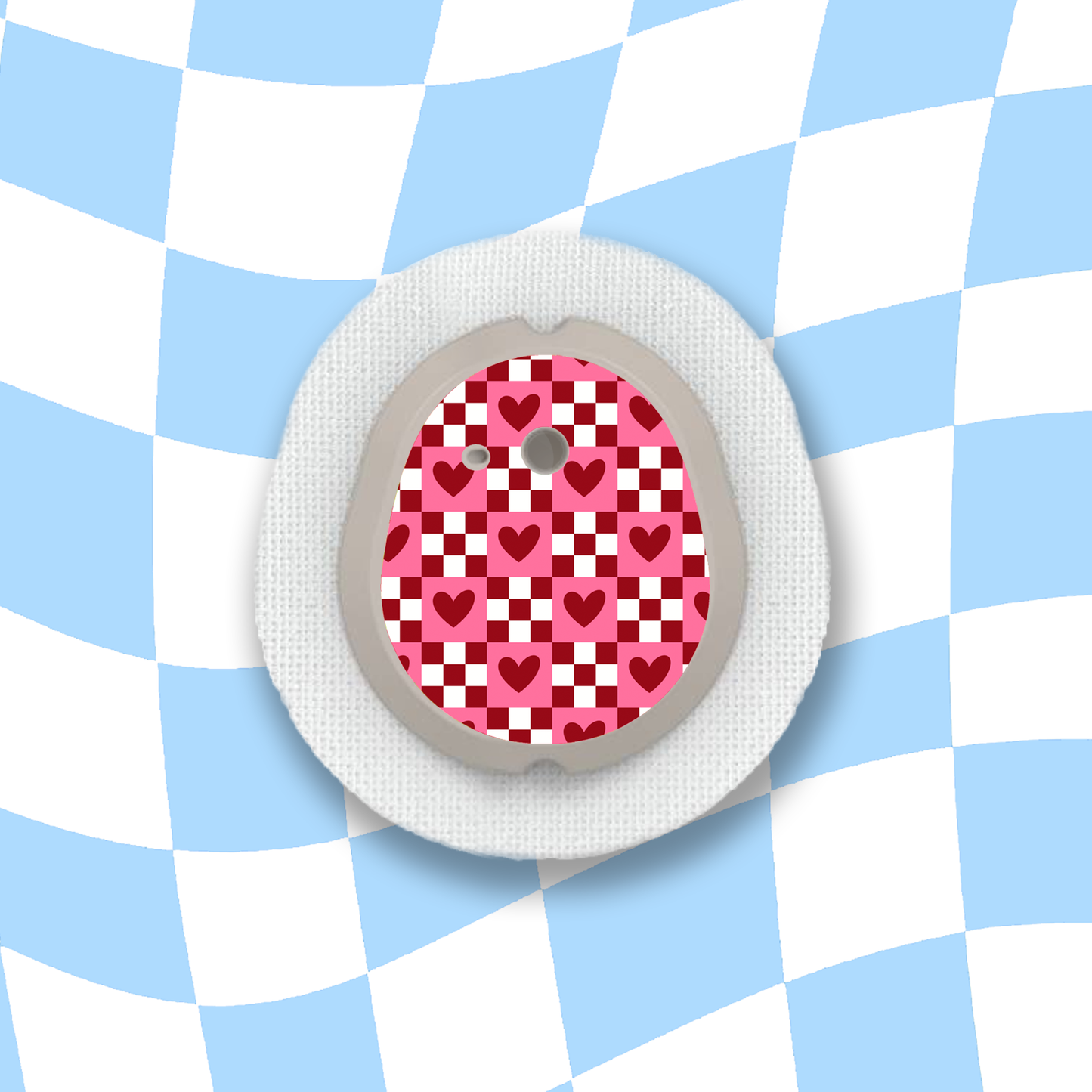 Checkered Hearts Diabetes Device Stickers