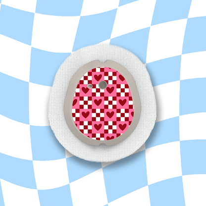 Checkered Hearts Diabetes Device Stickers