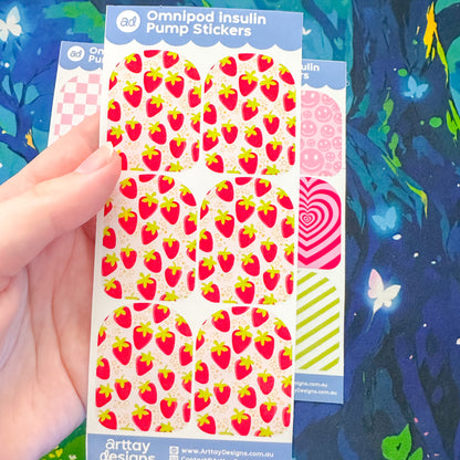 Strawberries Diabetes Stickers - 6 Pack - Arttay Designs