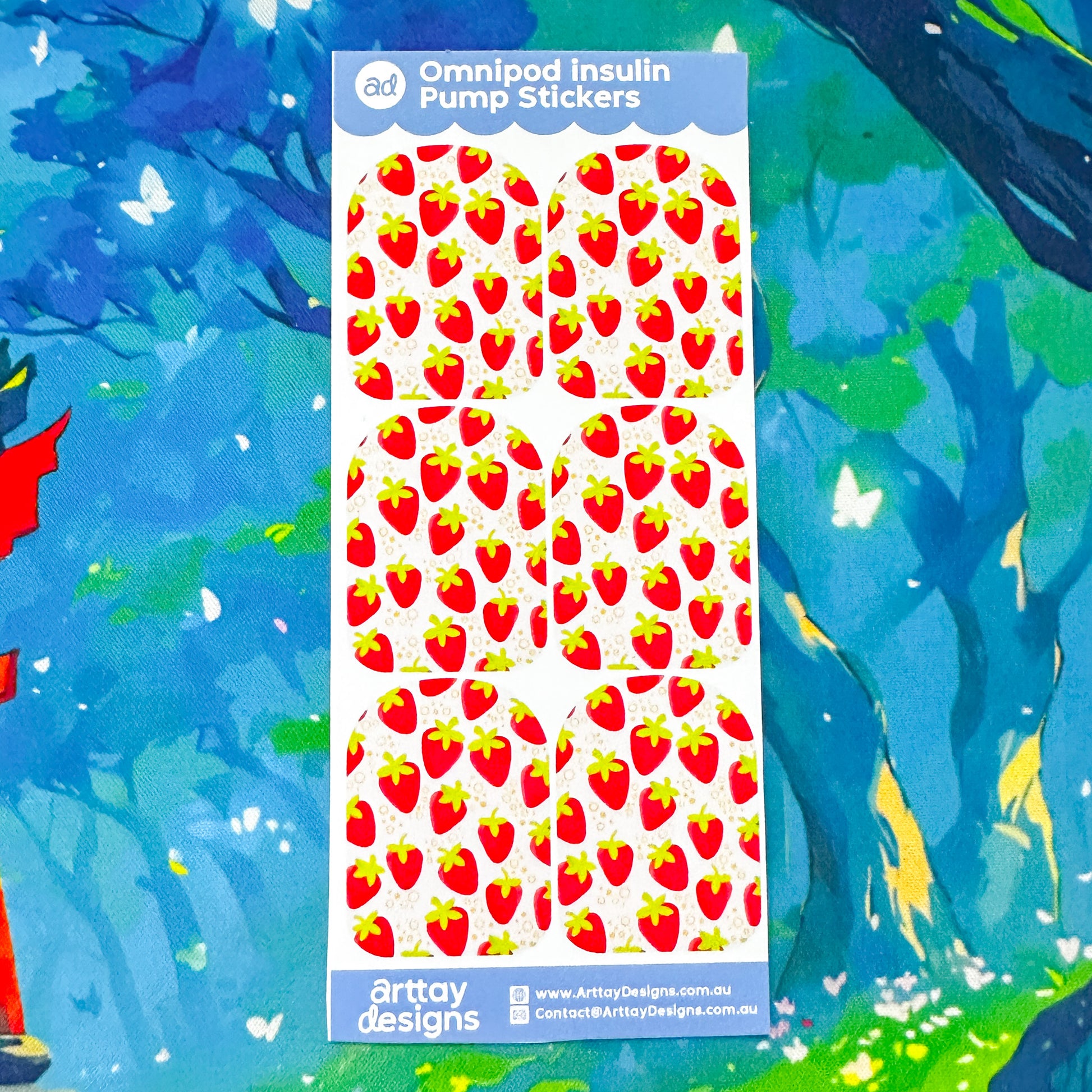 Strawberries Diabetes Stickers - 6 Pack - Arttay Designs