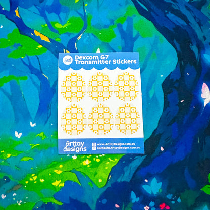 Checkered Daisies Diabetes Stickers - 6 Pack - Arttay Designs