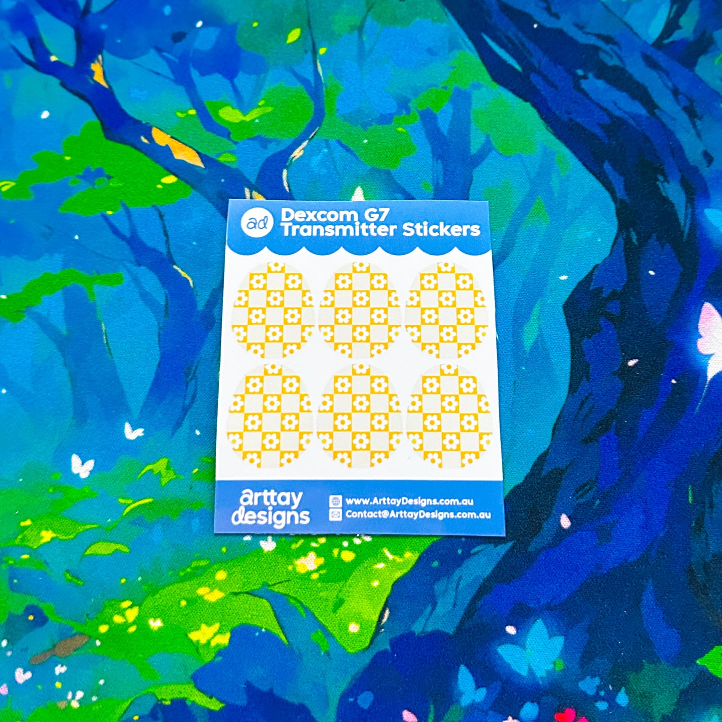 Checkered Daisies Diabetes Stickers - 6 Pack - Arttay Designs
