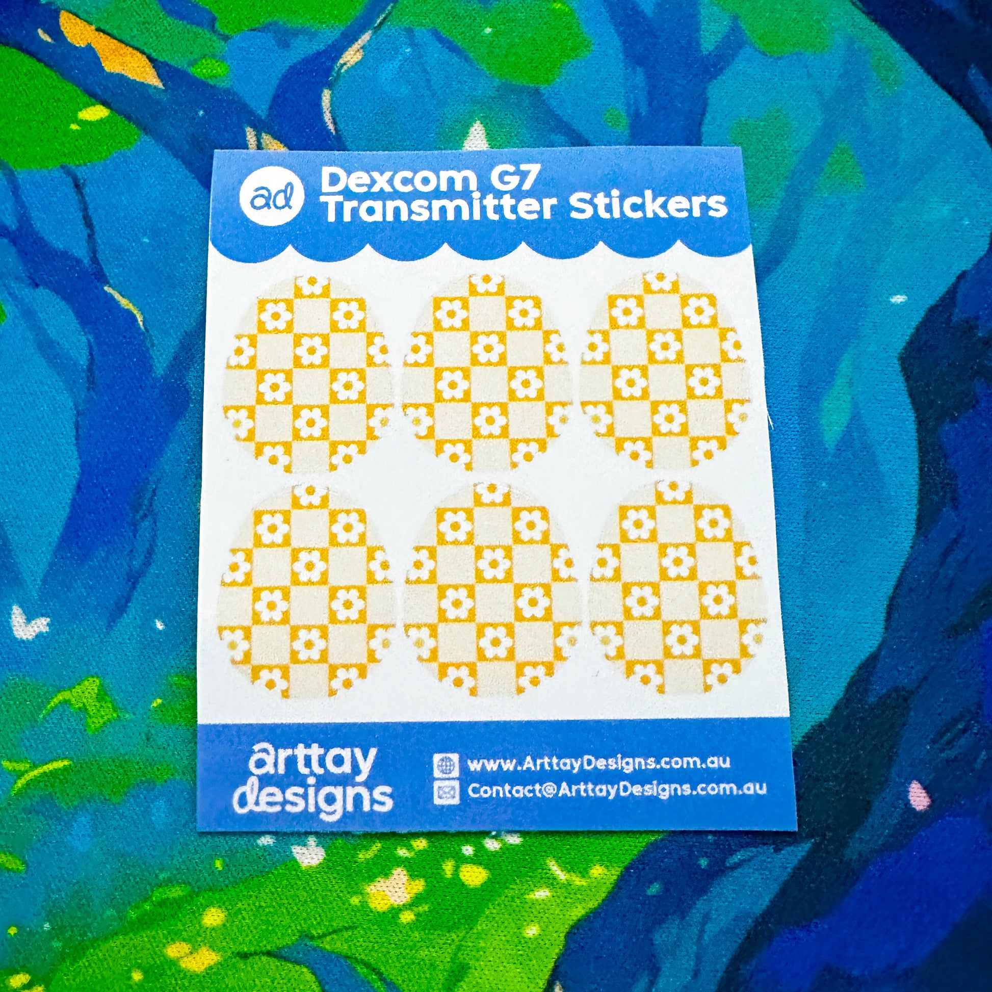Checkered Daisies Diabetes Stickers - 6 Pack - Arttay Designs