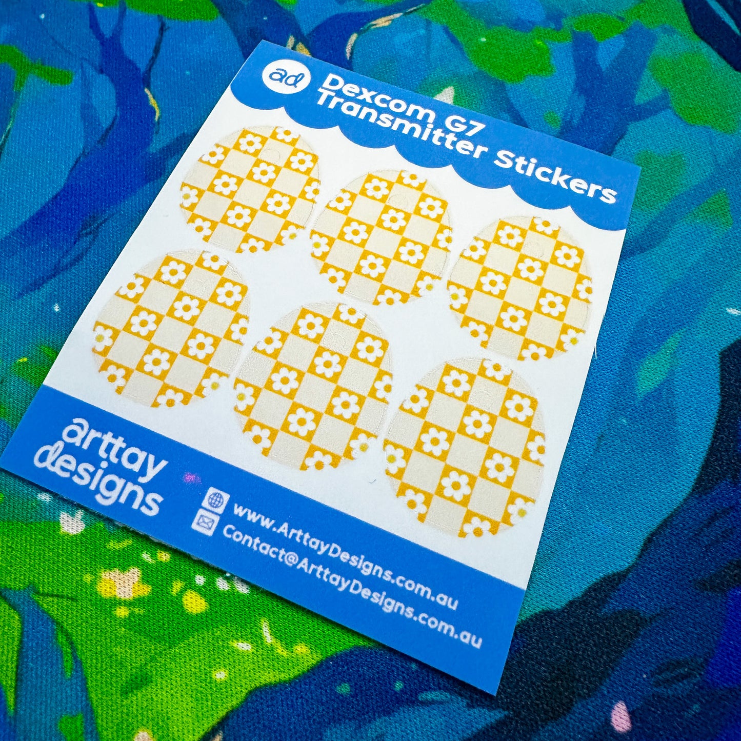 Checkered Daisies Diabetes Stickers - 6 Pack - Arttay Designs